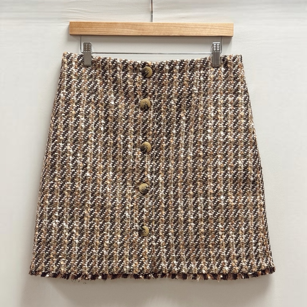 Ann Taylor Brown and Cream Tweed Mini Skirt